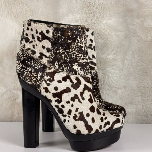 Animal Print Platform High Heel Ankle Boots With Side Zipper - Picture 5 of 10